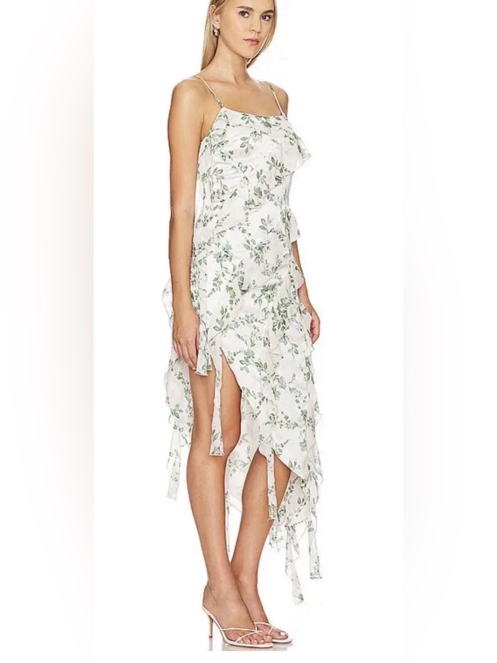 NWT MISA Los Angeles Ilysa Dress White Floral Sage Medium
